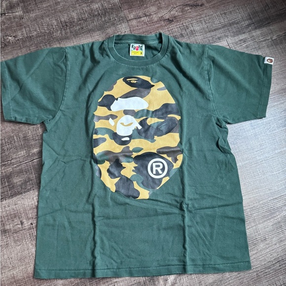 Bape Kids Forest Green Camo Ape Tee - Picture 1 of 5
